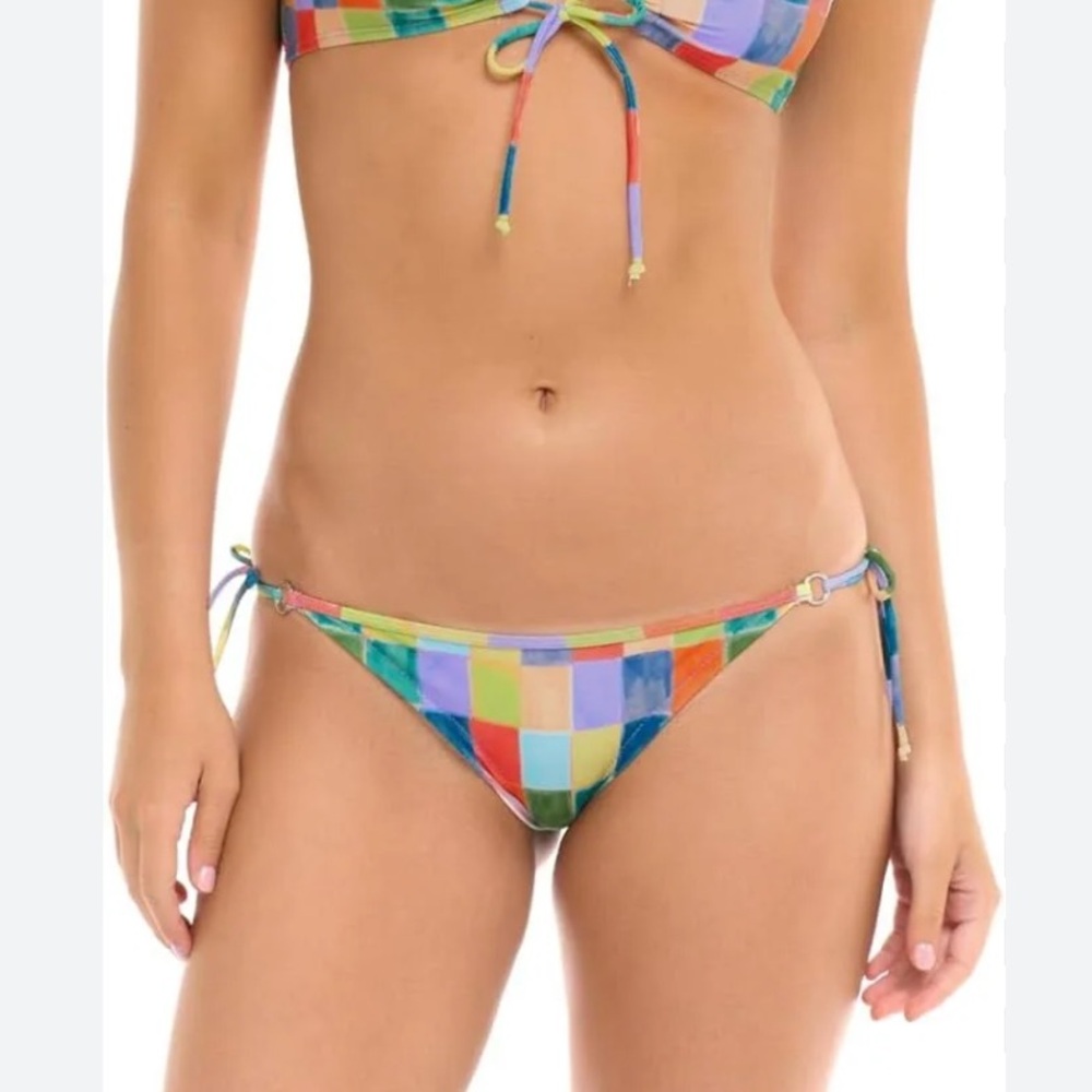 Body Glove Brasilia Standard Tie Side Cheeky Colorful Bikini Bottom Swimsuit L